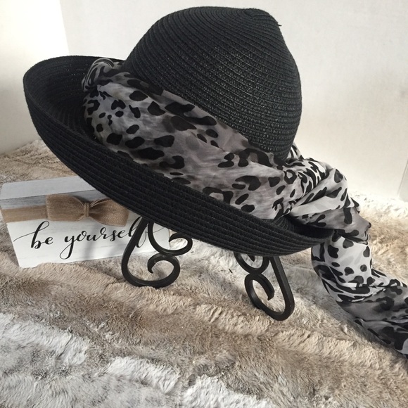 Talbots Vintage Boho Black Sun Hat Flexible Brim - Picture 3 of 7